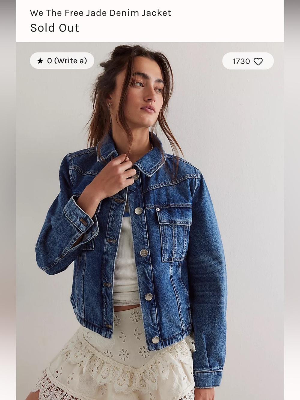 We The Free Jade Denim Jacket in High Tide Blue XS NWT - Picture 2 of 6